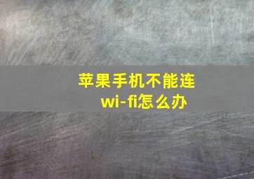 苹果手机不能连wi-fi怎么办