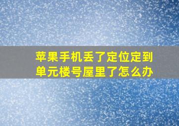 苹果手机丢了定位定到单元楼号屋里了怎么办