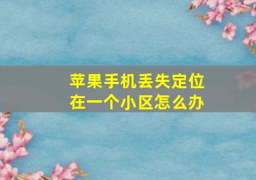 苹果手机丢失定位在一个小区怎么办