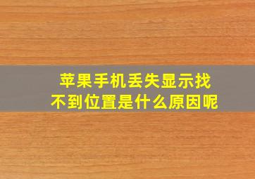 苹果手机丢失显示找不到位置是什么原因呢