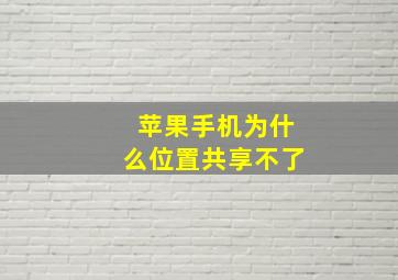 苹果手机为什么位置共享不了