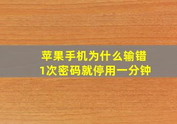 苹果手机为什么输错1次密码就停用一分钟