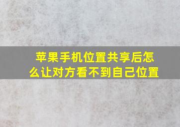 苹果手机位置共享后怎么让对方看不到自己位置