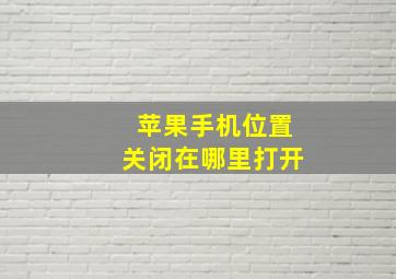 苹果手机位置关闭在哪里打开