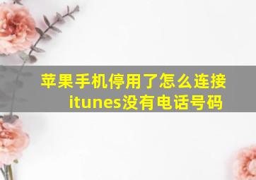 苹果手机停用了怎么连接itunes没有电话号码