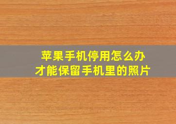 苹果手机停用怎么办才能保留手机里的照片