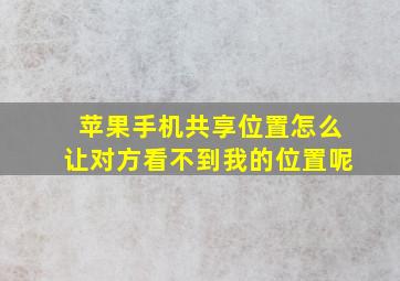 苹果手机共享位置怎么让对方看不到我的位置呢