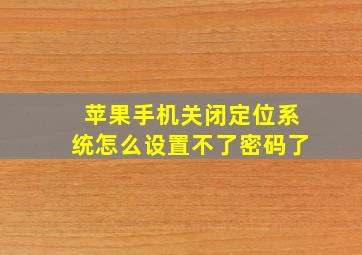 苹果手机关闭定位系统怎么设置不了密码了