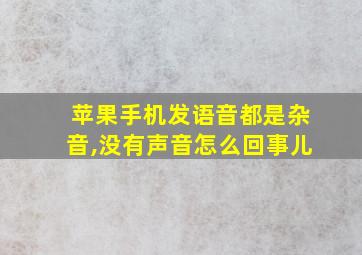 苹果手机发语音都是杂音,没有声音怎么回事儿