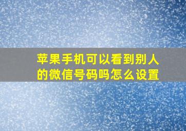 苹果手机可以看到别人的微信号码吗怎么设置