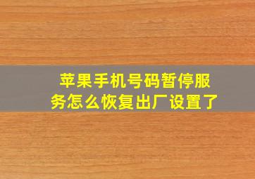 苹果手机号码暂停服务怎么恢复出厂设置了