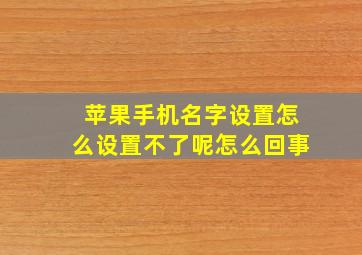 苹果手机名字设置怎么设置不了呢怎么回事