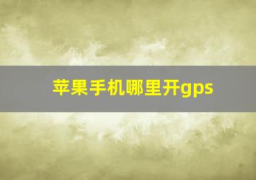 苹果手机哪里开gps