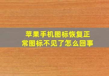 苹果手机图标恢复正常图标不见了怎么回事