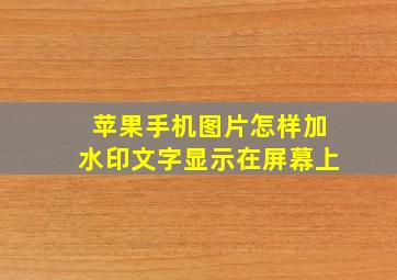 苹果手机图片怎样加水印文字显示在屏幕上