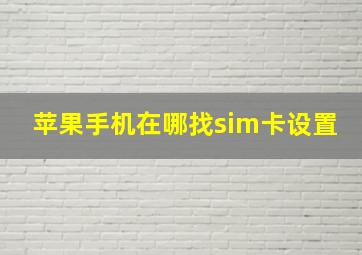 苹果手机在哪找sim卡设置