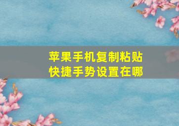 苹果手机复制粘贴快捷手势设置在哪