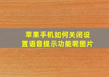 苹果手机如何关闭设置语音提示功能呢图片