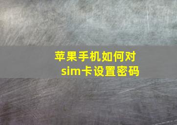 苹果手机如何对sim卡设置密码