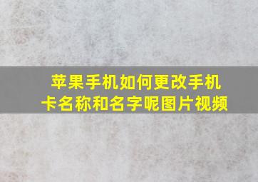 苹果手机如何更改手机卡名称和名字呢图片视频