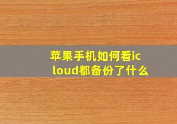 苹果手机如何看icloud都备份了什么