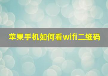 苹果手机如何看wifi二维码