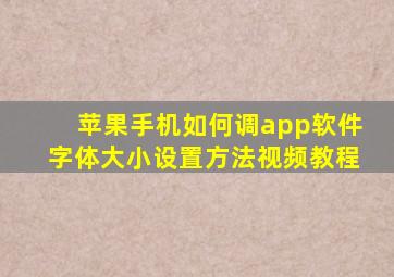 苹果手机如何调app软件字体大小设置方法视频教程