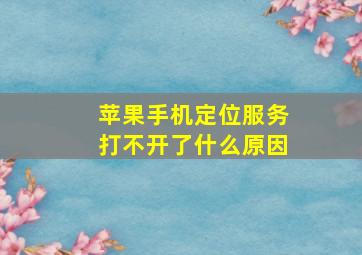 苹果手机定位服务打不开了什么原因