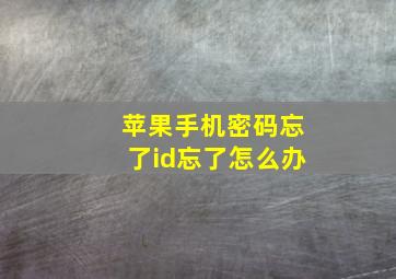 苹果手机密码忘了id忘了怎么办