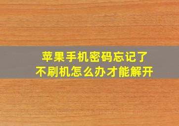 苹果手机密码忘记了不刷机怎么办才能解开