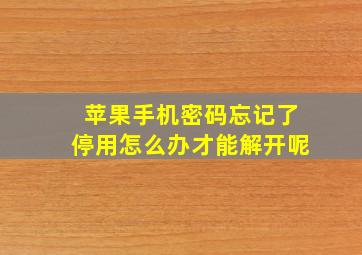 苹果手机密码忘记了停用怎么办才能解开呢