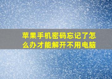 苹果手机密码忘记了怎么办才能解开不用电脑