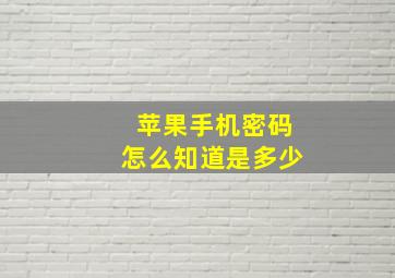 苹果手机密码怎么知道是多少