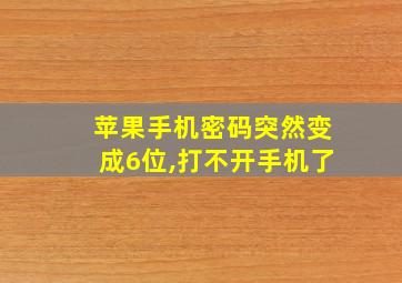 苹果手机密码突然变成6位,打不开手机了