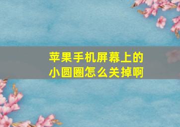 苹果手机屏幕上的小圆圈怎么关掉啊