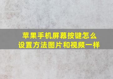 苹果手机屏幕按键怎么设置方法图片和视频一样