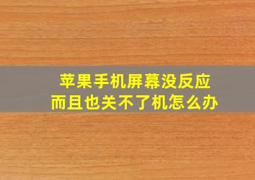 苹果手机屏幕没反应而且也关不了机怎么办