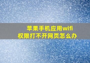 苹果手机应用wifi权限打不开网页怎么办