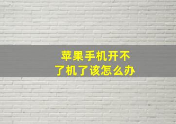 苹果手机开不了机了该怎么办