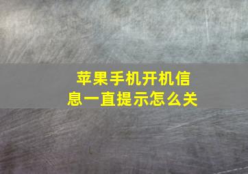 苹果手机开机信息一直提示怎么关