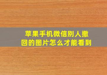 苹果手机微信别人撤回的图片怎么才能看到