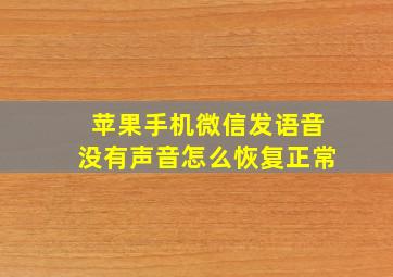 苹果手机微信发语音没有声音怎么恢复正常