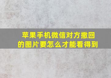 苹果手机微信对方撤回的图片要怎么才能看得到