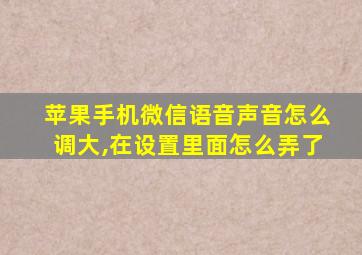 苹果手机微信语音声音怎么调大,在设置里面怎么弄了