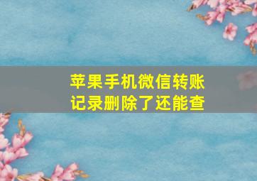 苹果手机微信转账记录删除了还能查