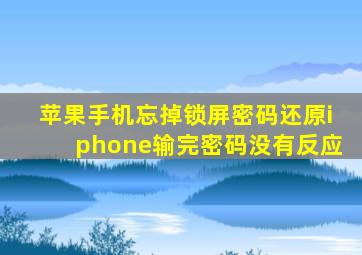 苹果手机忘掉锁屏密码还原iphone输完密码没有反应