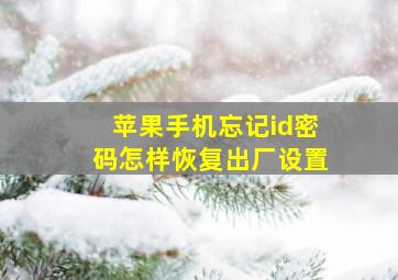 苹果手机忘记id密码怎样恢复出厂设置