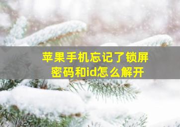 苹果手机忘记了锁屏密码和id怎么解开