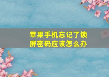 苹果手机忘记了锁屏密码应该怎么办