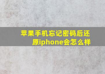 苹果手机忘记密码后还原iphone会怎么样